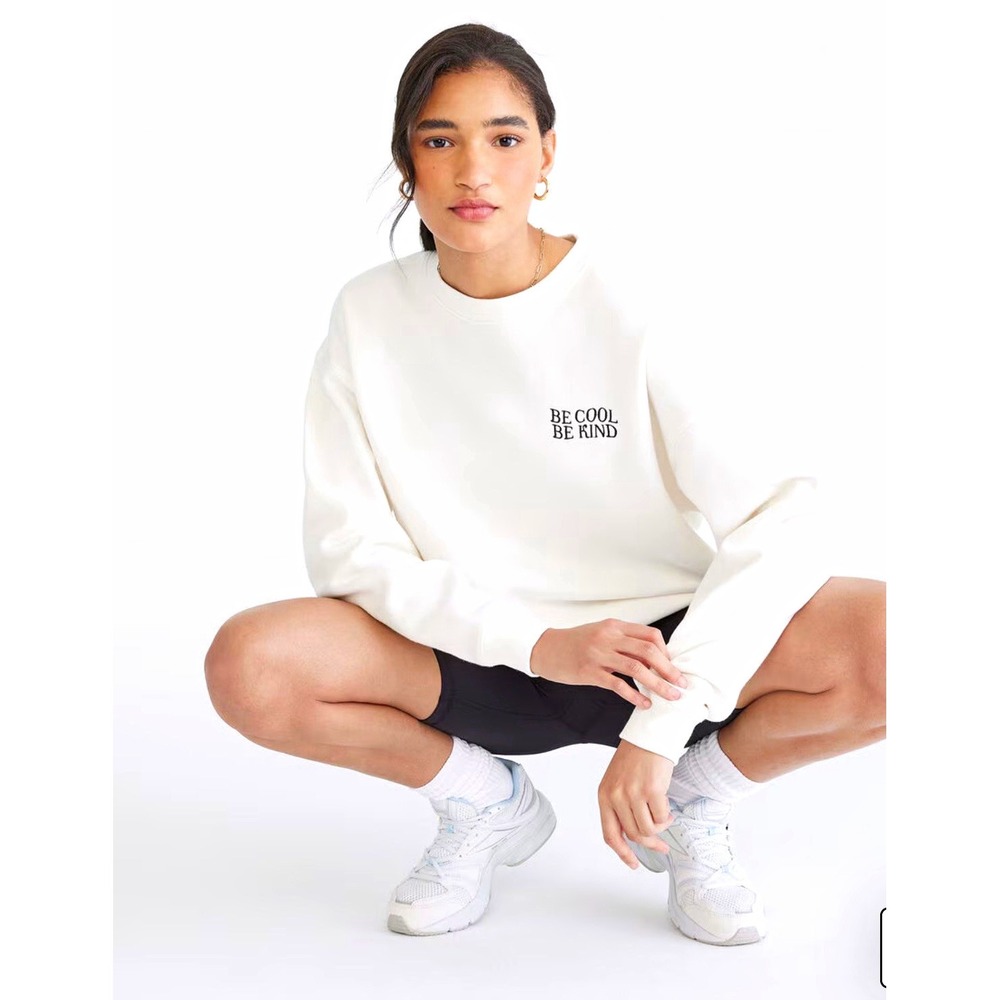 Aeropostale Cloud Soft Pullover Sweatshirt Womens Sz S White Be Cool Be Kind